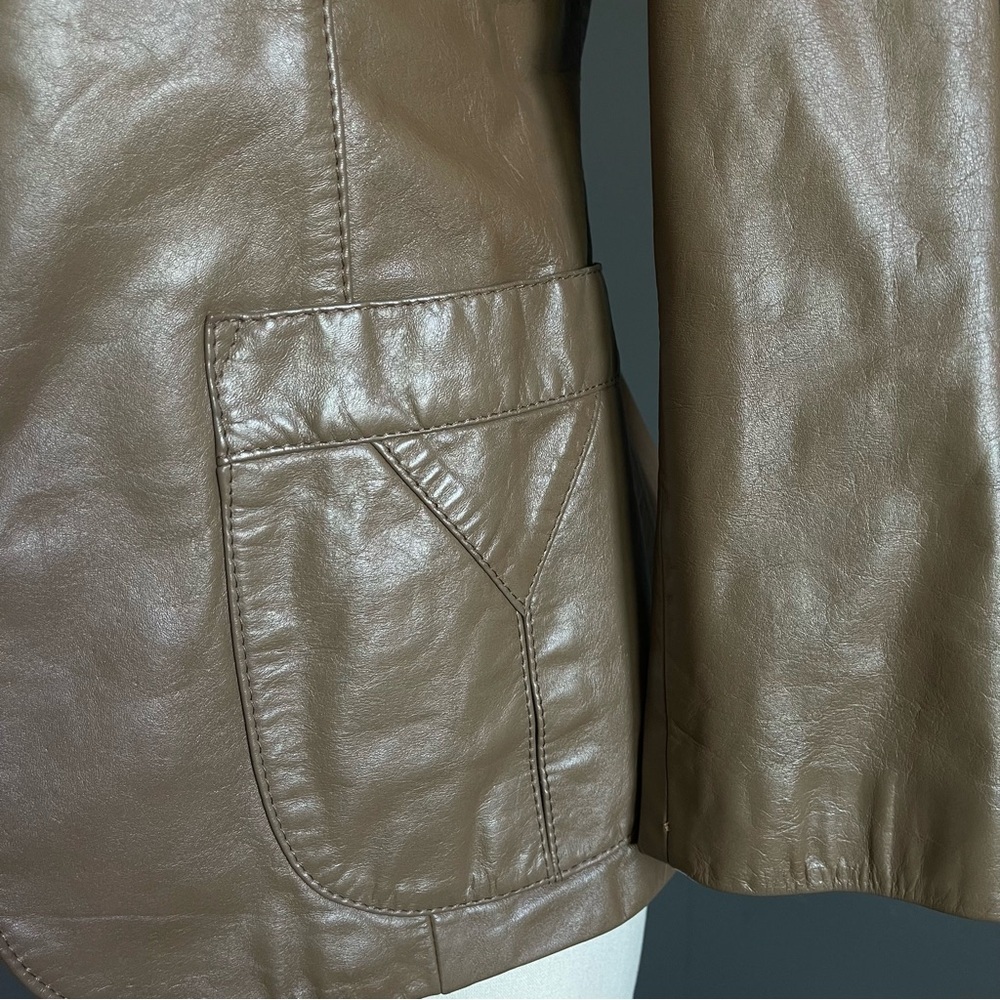Vintage Etienne Aigner Leather Blazer Equestrian Minimalist Jacket Old Money 90s - Picture 2 of 13
